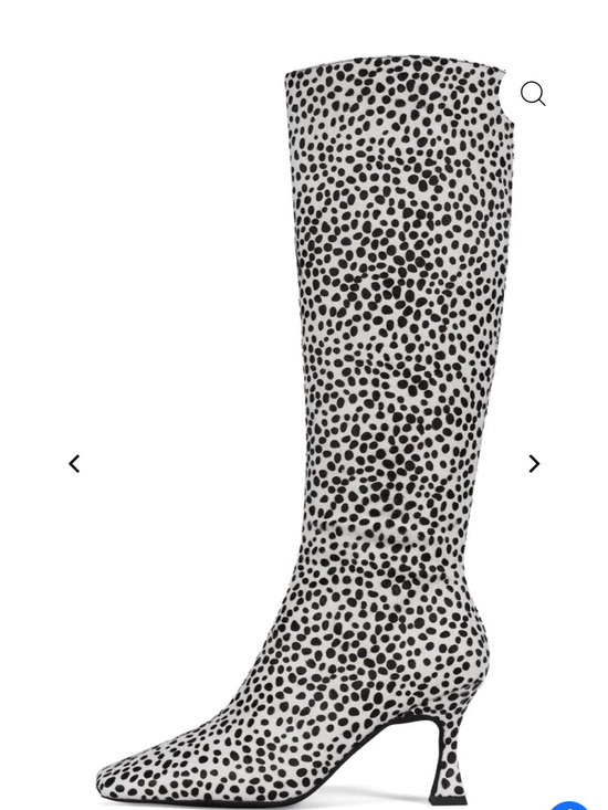 Jeffrey Campbell Shoes - Jeffrey Campbell Black and White Spotted Knee-High Heeled Boots
